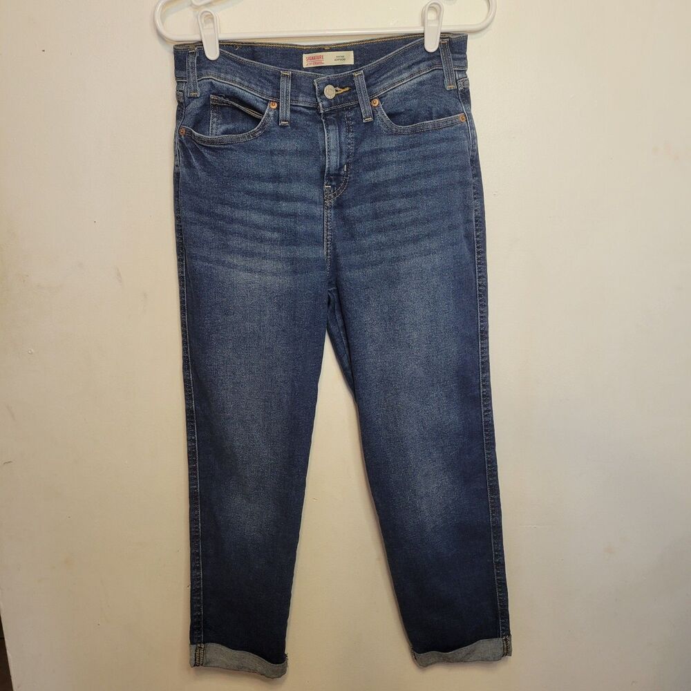 Signature Levi Strauss Heritage Boyfriend Jeans Women’s Size 27 Cropped Cuffed